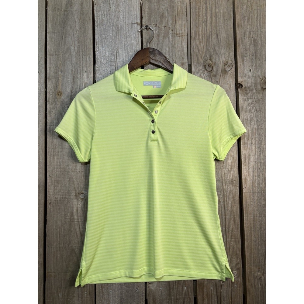 Callaway Opti-Dri Women's Golf Polo‎ Small Neon Green Performance Shirt